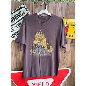 Vintage Y2k Gold Dragon Tshirt Size L by Nash